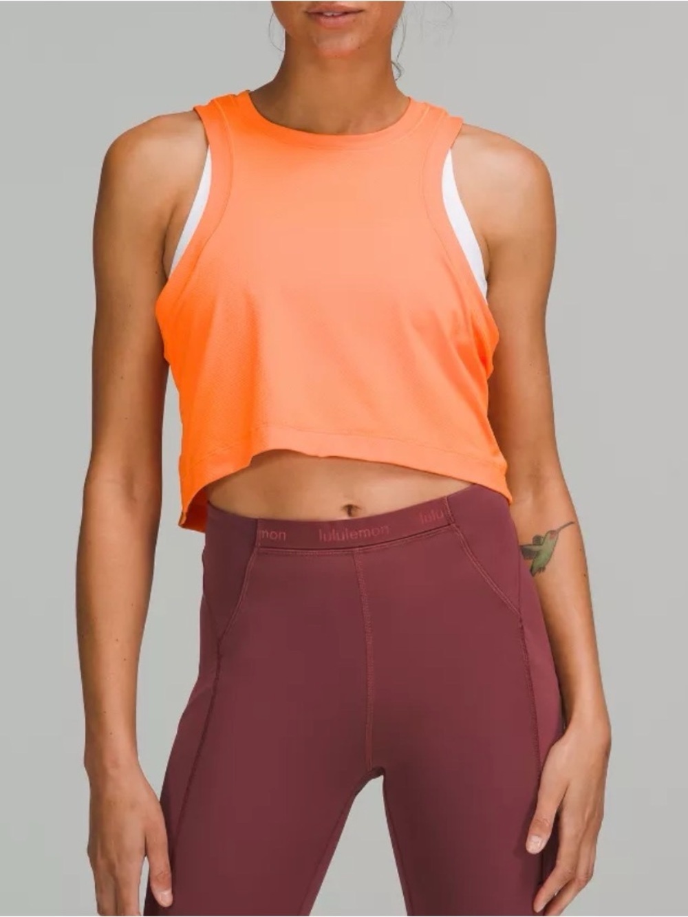 LULULEMON OPEN BACK CROPPED TRAINING TANK TOP ORANGE SODA